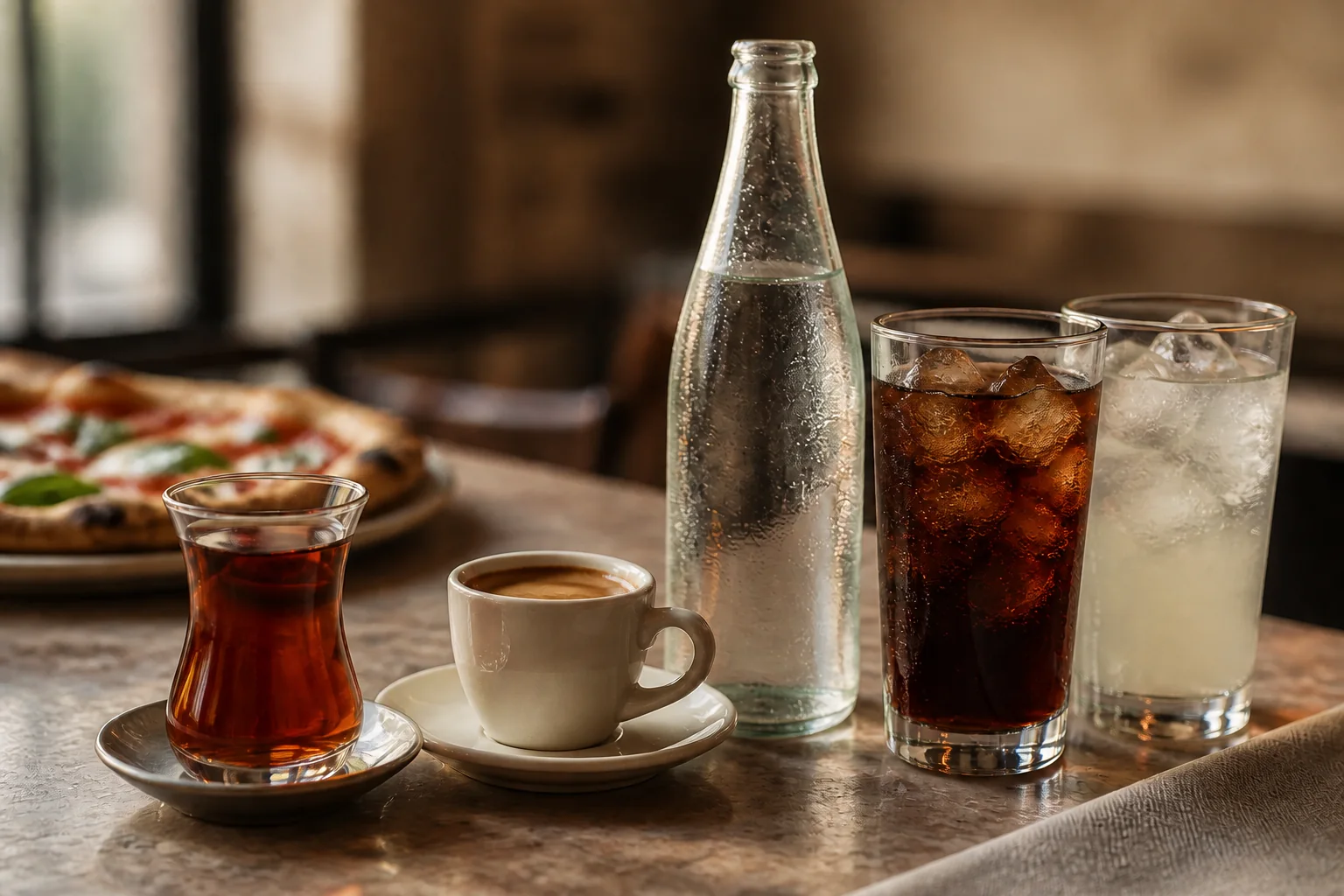 Çay, espresso, su ve soğuk içecek servisi